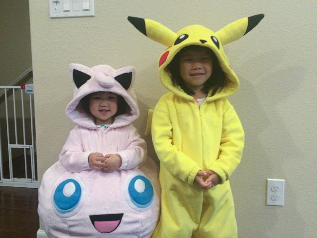 Jigglypuff and Pikachu kid costumes